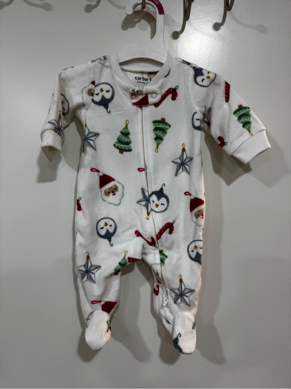 NWOT Carter’s White Holiday Fleece One-Piece Newborn